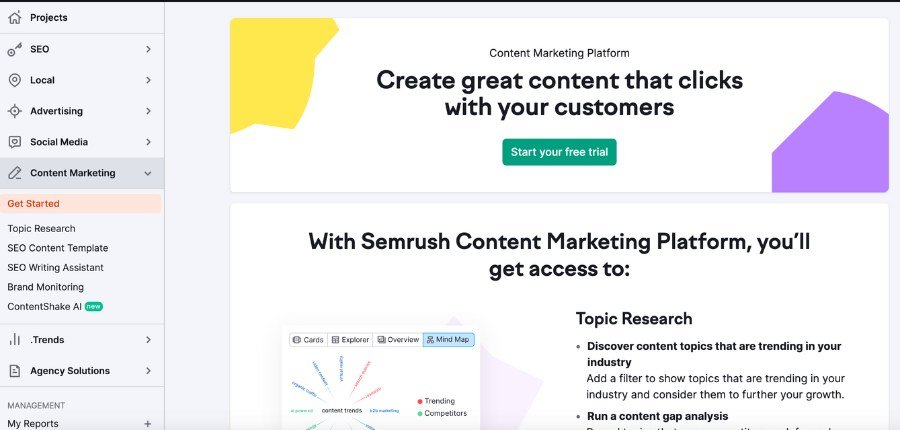 Semrush Content Marketing Tool